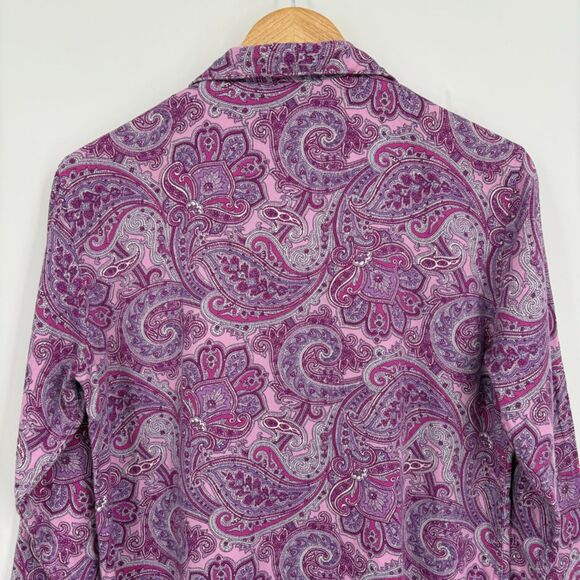 Lauren Ralph Lauren Black Label Sleep Shirt Gown, Sz Small, Paisley Button Down - Picture 5 of 9